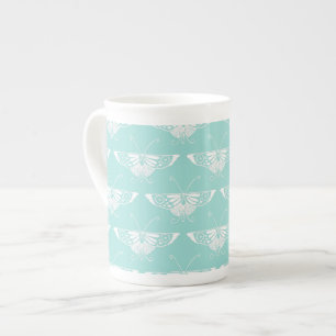 Stylised Deco butterfly  - ice blue Bone China Mug
