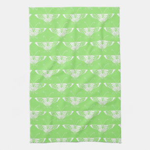 Stylised Deco butterfly  - lime green Tea Towel