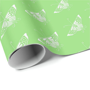 Stylised Deco butterfly  - lime green Wrapping Paper