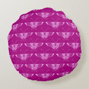 Stylised Deco butterfly - magenta and pink Round Cushion
