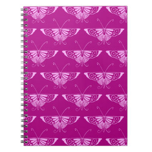 Stylised Deco butterfly - magenta and pink Spiral Notebook
