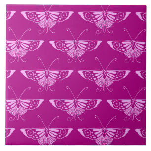 Stylised Deco butterfly - magenta and pink Tile