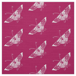 Stylised Deco Butterfly, Magenta Fabric