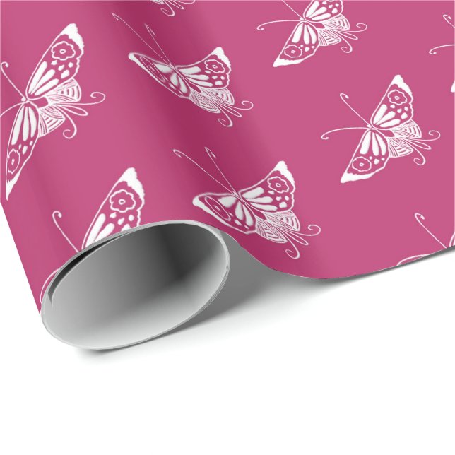 Stylised Deco butterfly  - magenta Wrapping Paper (Roll Corner)