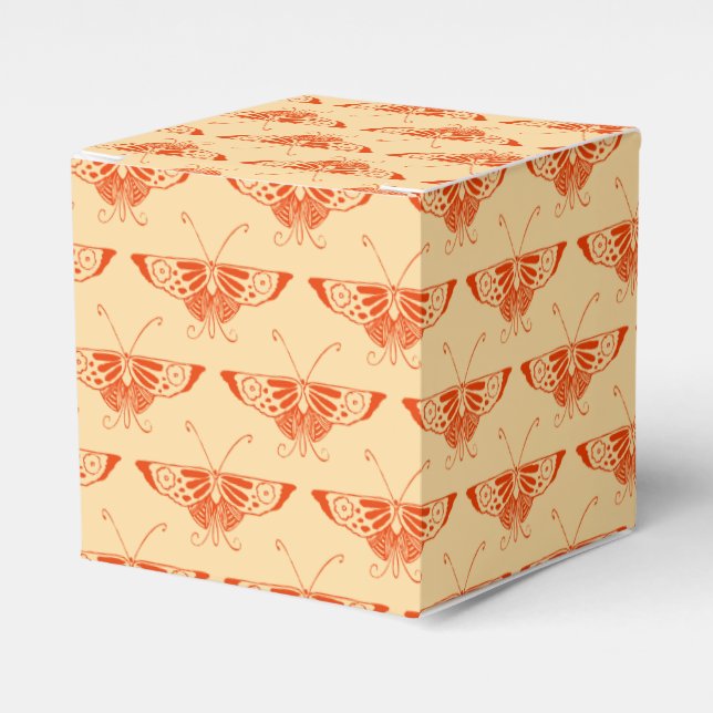 Stylised Deco butterfly  - mandarin orange Favour Box (Front Side)