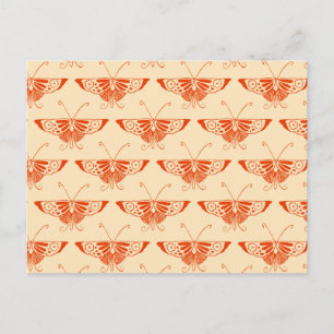 Stylised Deco butterfly  - mandarin orange Postcard