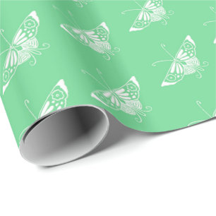 Stylised Deco butterfly - mint green Wrapping Paper