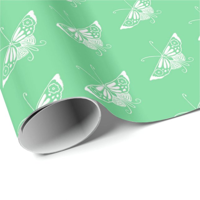 Stylised Deco butterfly  - mint green Wrapping Paper (Roll Corner)