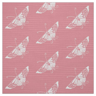 Stylised Deco Butterfly, Shell Pink Fabric