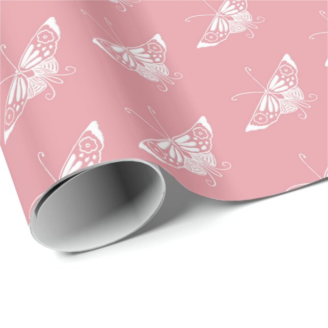 Stylised Deco butterfly  - shell pink Wrapping Paper (Roll Corner)