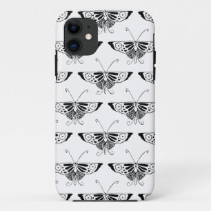 Stylised Deco butterfly - white and black iPhone 11 Case