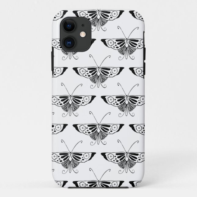 Stylised Deco butterfly  - white and black Case-Mate iPhone Case (Back)