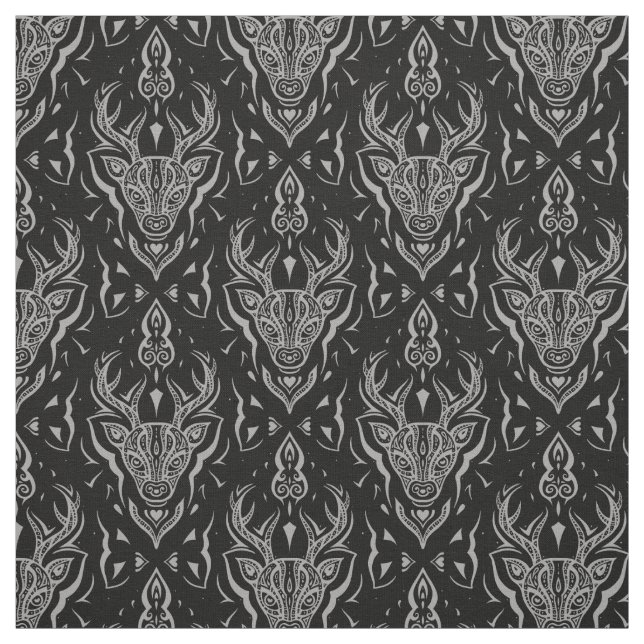 Stylised Deer Head Fabric (Swatch)