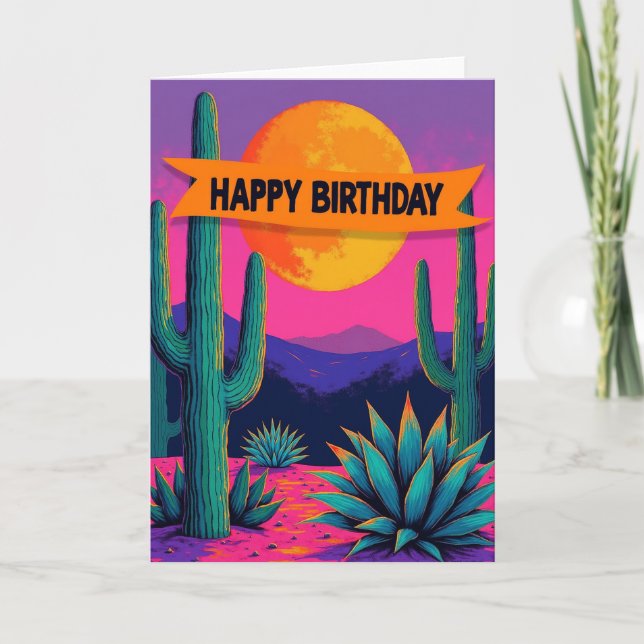 Stylised Desert Birthday Wish Card (Front)