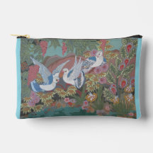 Stylised Doves in Blooming Garden