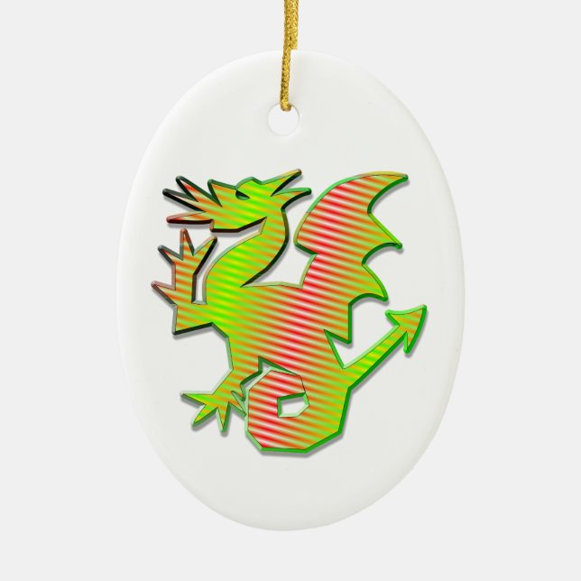 Stylised Dragon Ceramic Tree Decoration (Front)