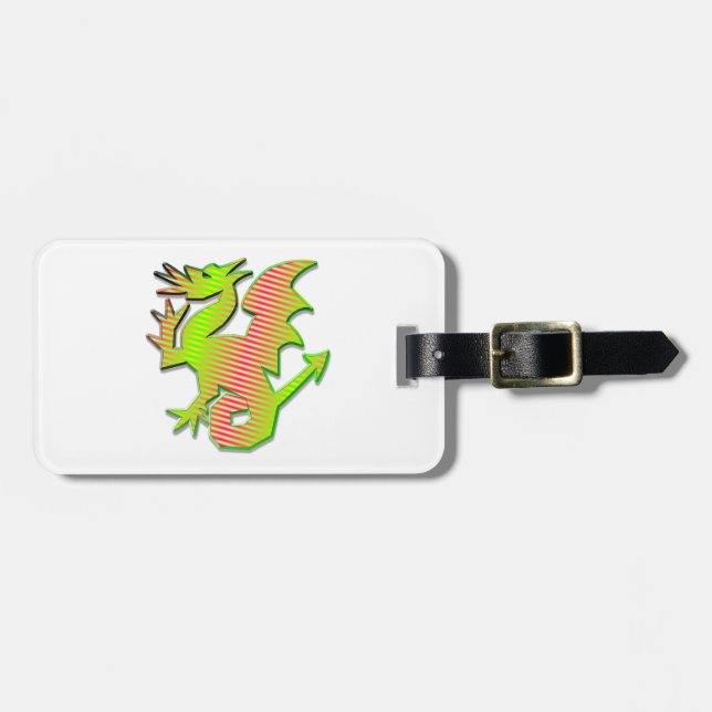 Stylised Dragon Luggage Tag (Front Horizontal)