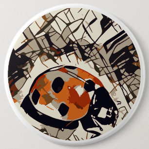 Stylised drawing of a Red Ladybug 6 Cm Round Badge