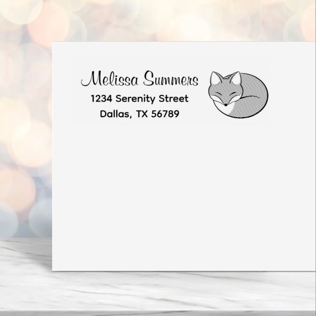 Stylised Etched Sleeping Fox Address Self-inking Stamp (Creator Uploaded)