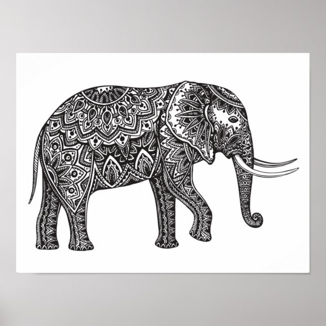 Stylised Fantasy Elephant Doodle 2 Poster (Front)
