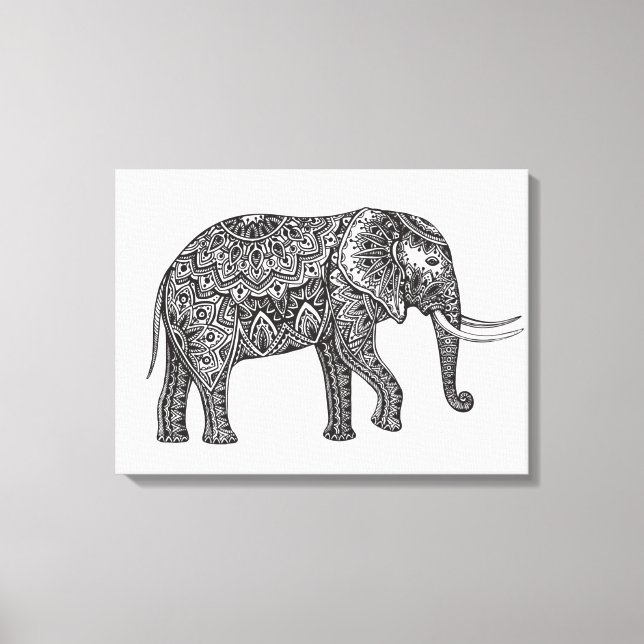 Stylised Fantasy Elephant Doodle 6 Canvas Print (Front)