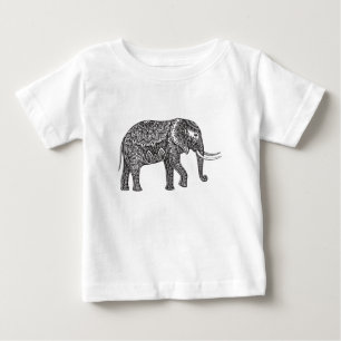 Stylised Fantasy Elephant Doodle Baby T-Shirt