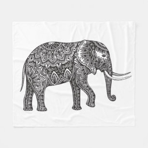 Stylised Fantasy Elephant Doodle Fleece Blanket