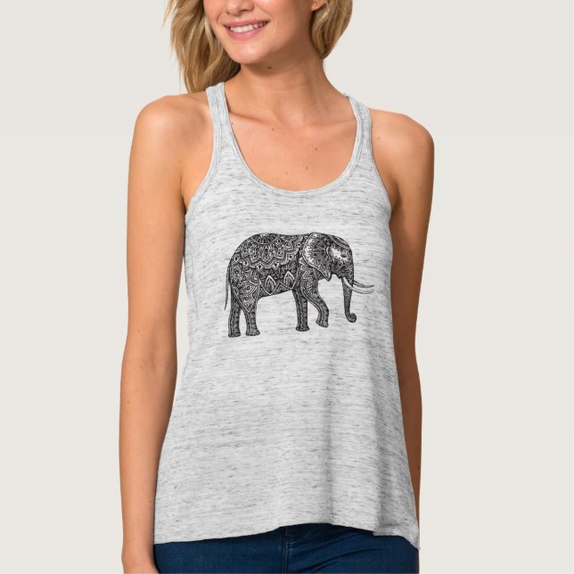 Stylised Fantasy Elephant Doodle Singlet (Front)