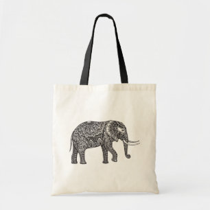 Stylised Fantasy Elephant Doodle Tote Bag