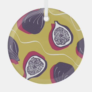 Stylised Figs Vintage Vegetable Print Glass Tree Decoration