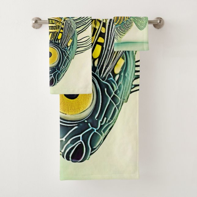 Stylised Fish Art Bath Towel Set (Insitu)