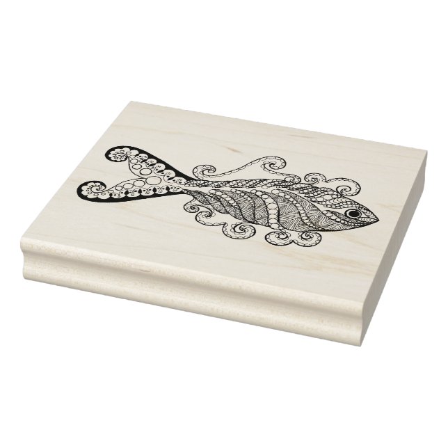 Stylised Fish Rubber Stamp (Stamp)