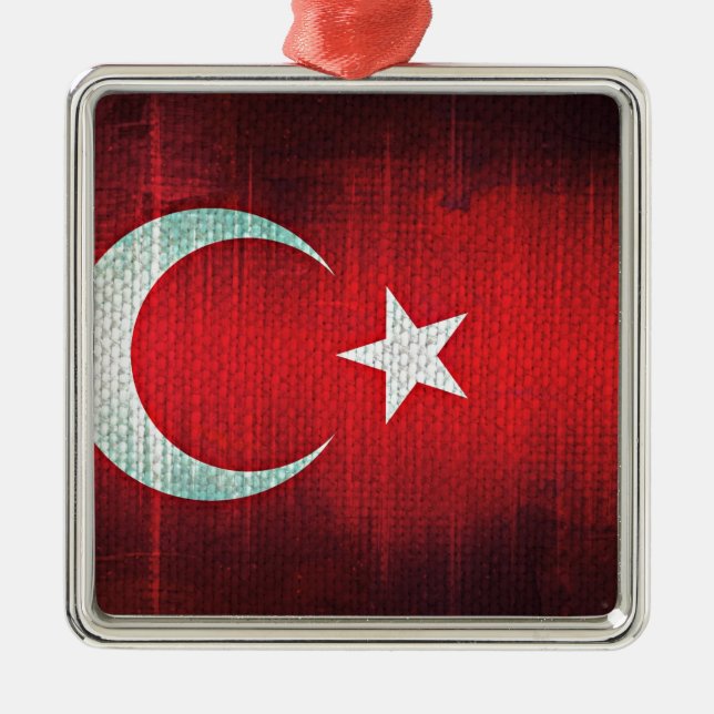 Stylised Flag of Turkey Metal Tree Decoration (Front)