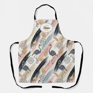 Stylised Flamingo & Brushstroke Pattern Apron