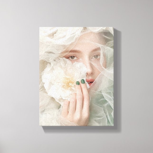 Stylised Floral Prayer Portrait Canvas Print (Front)