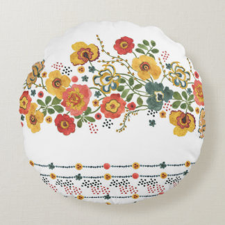 Stylised Floral: Watercolor Seamless Design. Round Cushion