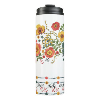 Stylised Floral: Watercolor Seamless Design. Thermal Tumbler