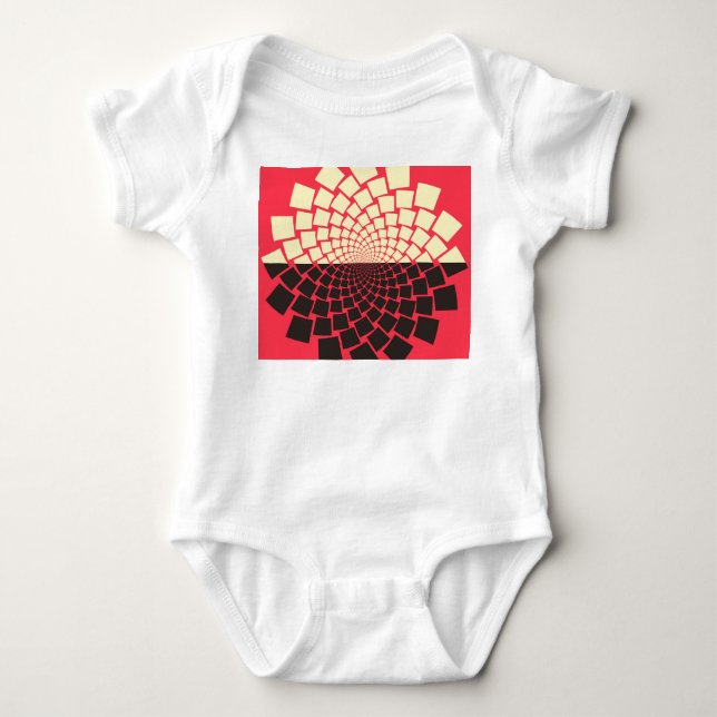 Stylised Flower: Black Red Ivory Baby Bodysuit (Front)
