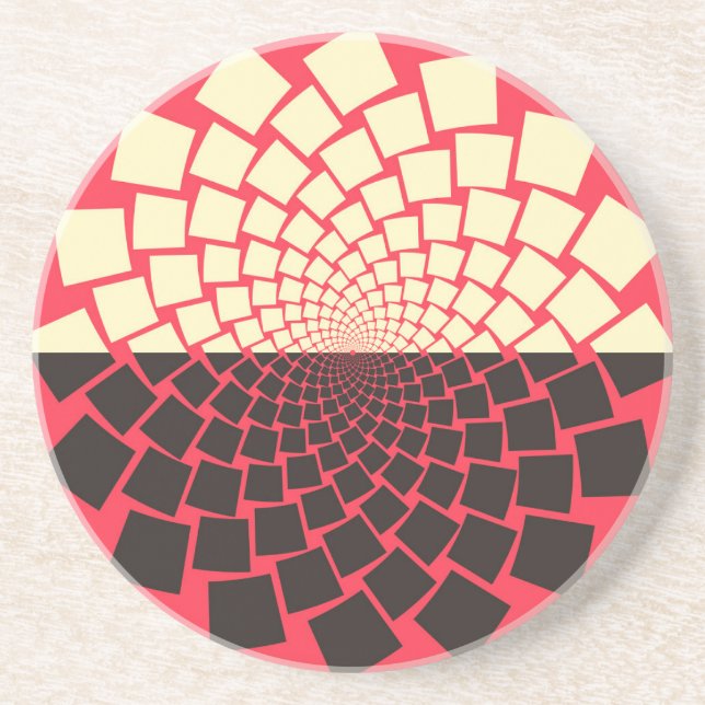 Stylised Flower: Black Red Ivory Coaster (Front)