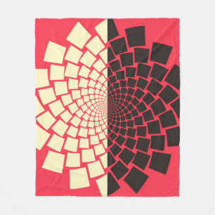 Stylised Flower: Black Red Ivory Fleece Blanket