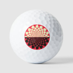 Stylised Flower: Black Red Ivory Golf Balls