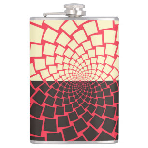 Stylised Flower: Black Red Ivory Hip Flask