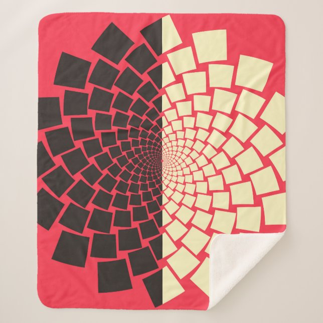 Stylised Flower: Black Red Ivory Sherpa Blanket (Front)
