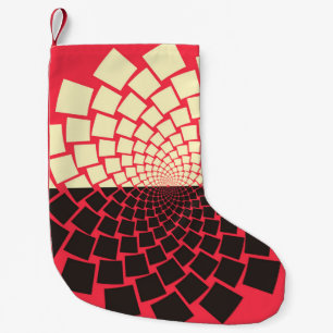 Stylised Flower: Black Red Ivory Small Christmas Stocking