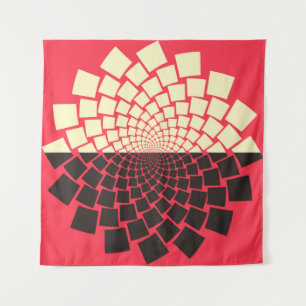 Stylised Flower: Black Red Ivory Tapestry