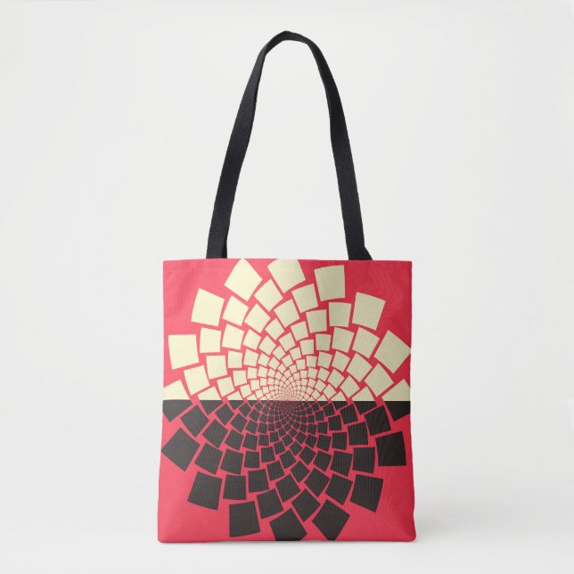 Stylised Flower: Black Red Ivory Tote Bag (Front)