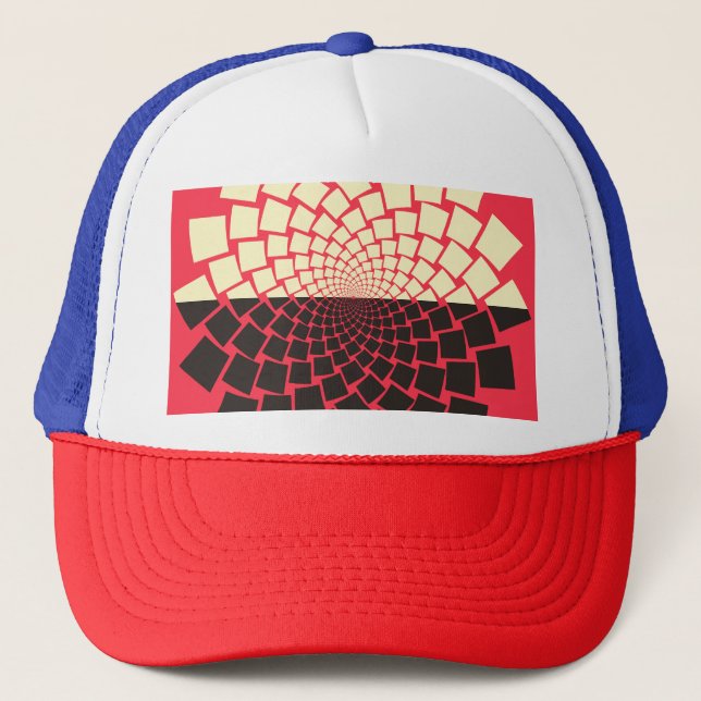 Stylised Flower: Black Red Ivory Trucker Hat (Front)