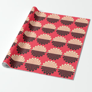 Stylised Flower: Black Red Ivory Wrapping Paper