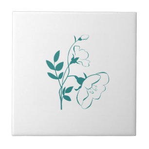 Stylised Flower in Teal Tile
