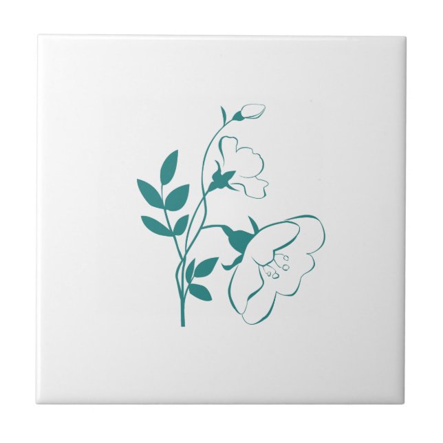 Stylised Flower in Teal Tile (Front)